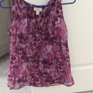 Ann Taylor loft wine color print top